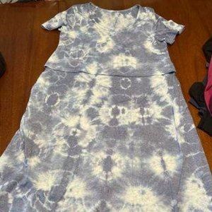 OOAK Latched Mama Tye Dyed OG Cotton Blue Tye Dye Tshirt Nursing Dress